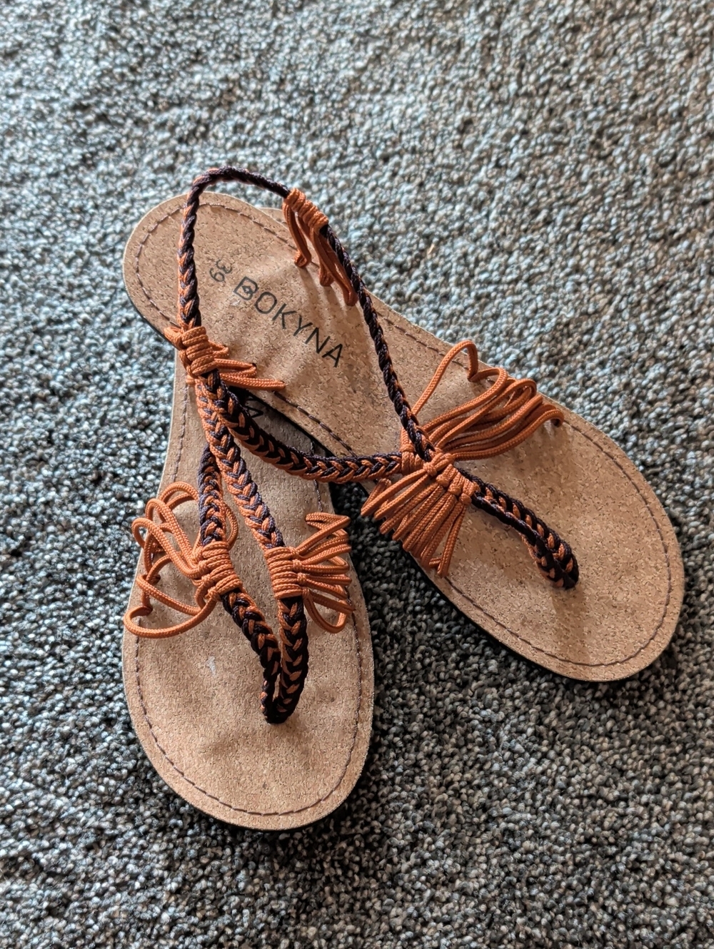 Bokyna Women's Tan Braided Thong Sandals